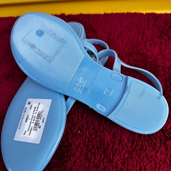 Stuart Weitzman Light Blue Periwinkle Sandals with Pearl Accents Size 7 - Picture 3 of 7